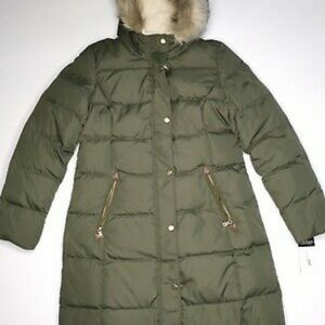 Lauren Ralph Lauren Faux-Fur Trim Puffer Down Coat Jacket Womens